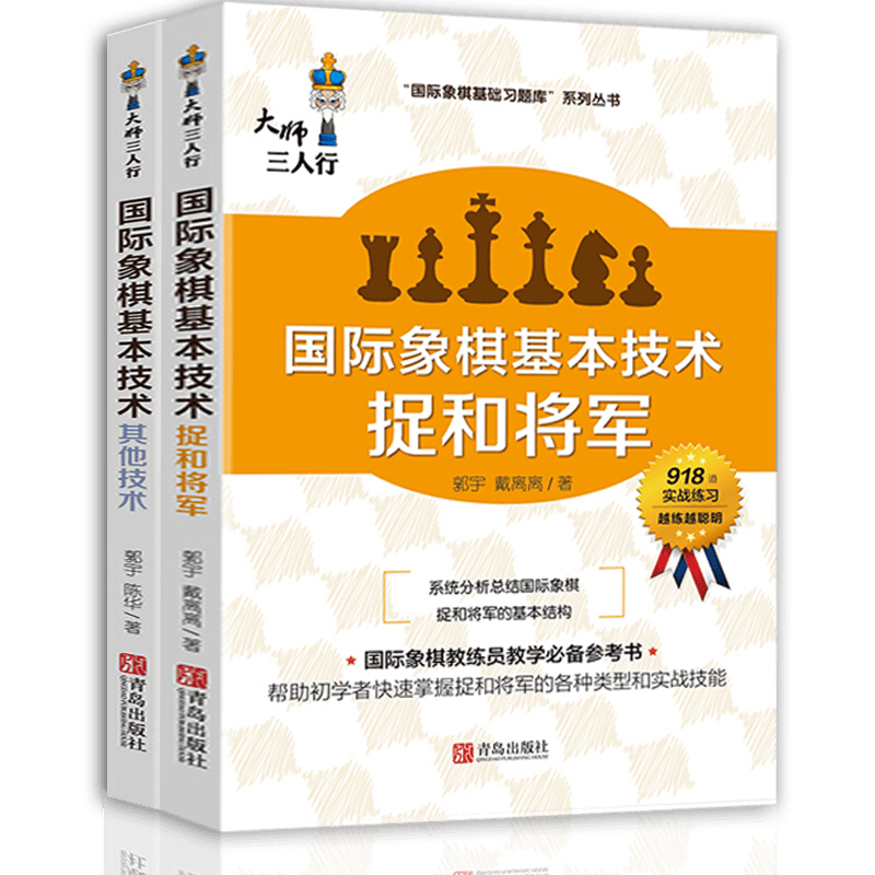 大师三人行：国际象棋基本技术捉和将军+ 国际象棋基本技术其他技术 套装2册 儿童国际象棋入门书籍