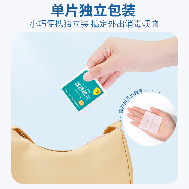 江赫 75%医用酒精棉片 消毒湿巾独立包装一次性消毒片 50片/盒*4盒 消毒棉片6x6cm