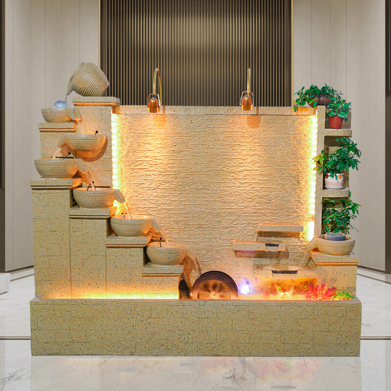 蚂蚁师傅 新中式水幕背景墙屏风假山流水屏风循环水景鱼缸庭院玄关