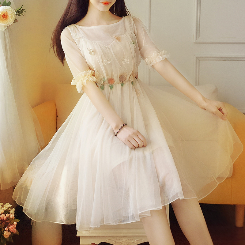 女生裙子礼服18夏季1少女孩14大童甜美15初高中学生小清新连衣裙16