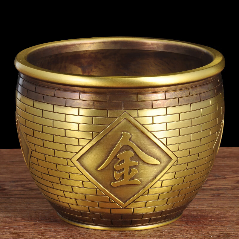 黄铜水缸摆件铜缸工艺品家居客厅玄关装饰乔迁新居礼品 日进斗金缸