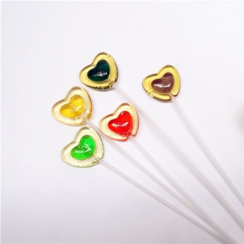 百嘉尚透明水晶爱心心形长杆棒棒糖花束糖小零食婚礼装饰糖果 爱心长