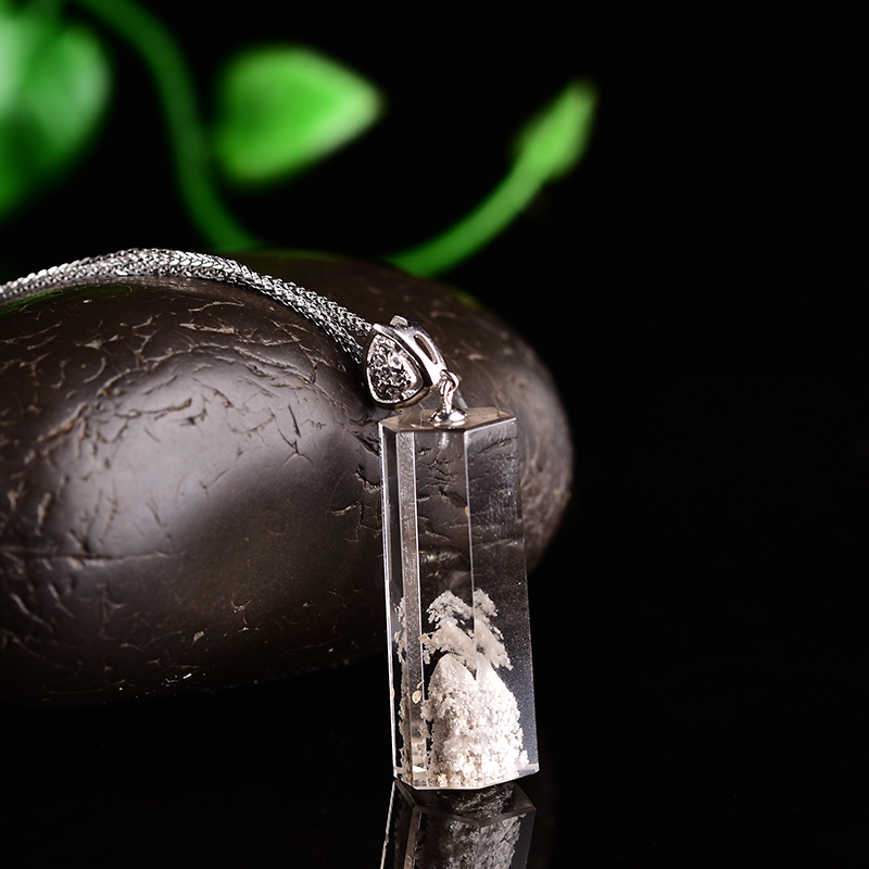 卫城水晶吊坠 白幽灵山形状 异像水晶 六棱柱女挂件水晶项链项坠1