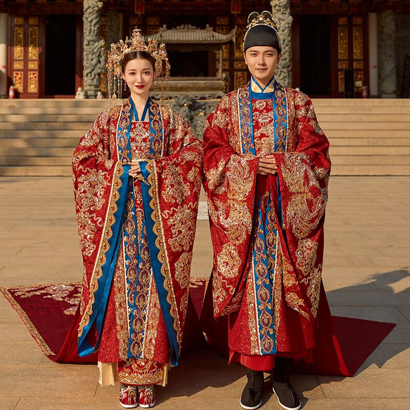 0枝己(zeimssmm)宋制汉服婚服新款中式结婚礼服凤冠霞帔秀禾服情侣装