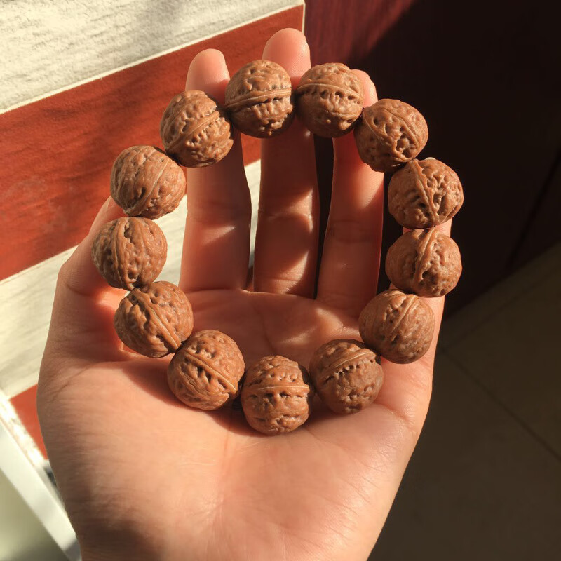 8粉红皮小疙瘩纹牛津红文玩小核桃手串 小秋子山核桃手串 图片色 18mm