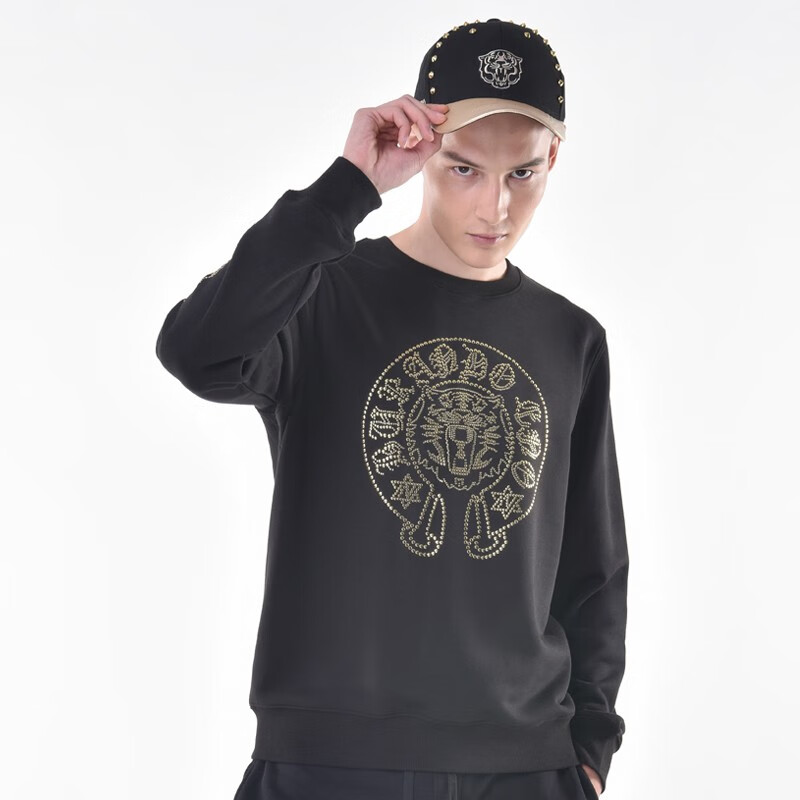 burandoeno圆领铆钉虎头卫衣