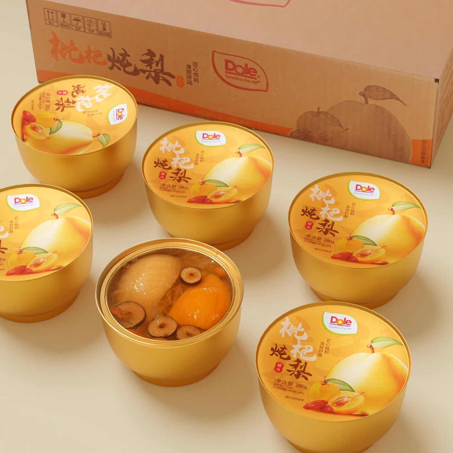 都樂（DOLE）枇杷燉梨280g*6禮盒裝水果罐頭方便食品休閑零食年貨禮盒