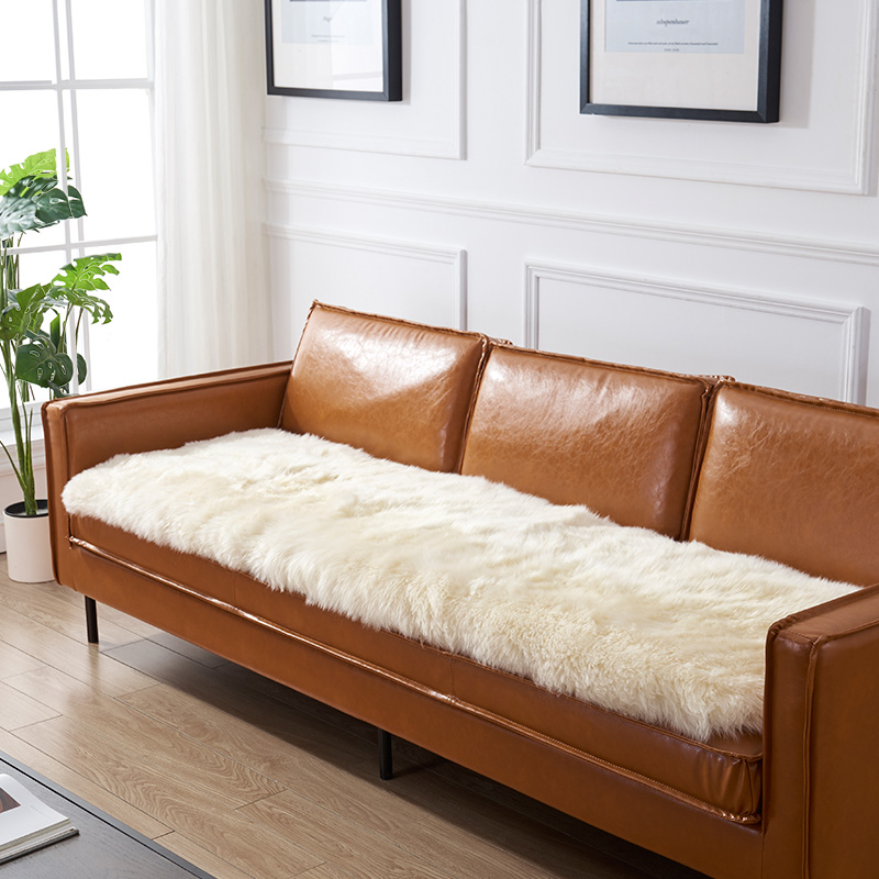 澳尊（AOZUN）澳洲羔羊毛沙发垫坐垫飘窗垫定做整张羊皮贵妃沙发椅坐垫定制 净白色 180cm*60cm 三人位 澳洲羊皮