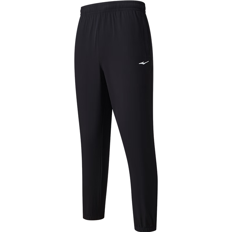 鸿星尔克运动裤男春夏季新款户外休闲梭织束口长裤九分裤男士裤子卫裤男裤 【梭织轻薄束脚款】正黑-2012 XL