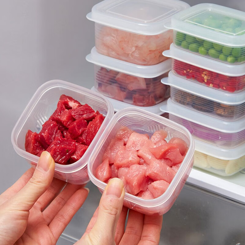sungsa日本进口冰箱收纳盒冻肉盒食品级葱姜蒜小保鲜盒冷冻密封盒整理盒 100ml（4个装）