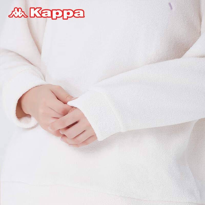 KAPPA卡帕睡衣女2025新款冬季加绒保暖长袖宽松潮流翻领家居服上衣 紫色 M 建议(90-105斤)