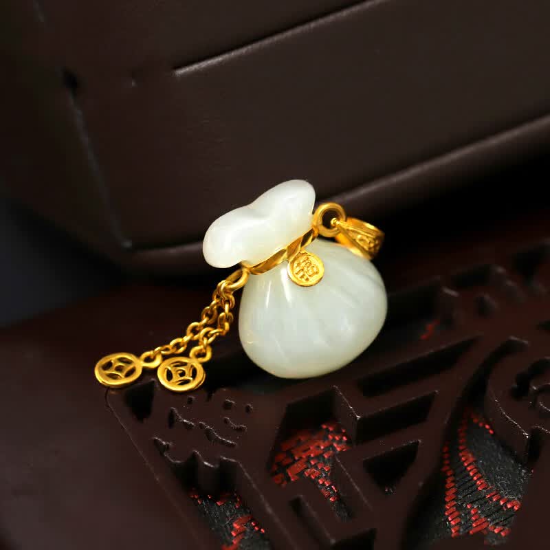 金镶玉黄金福袋吊坠999足金女款白玉钱袋项链足 金镶玉福袋(不含链)