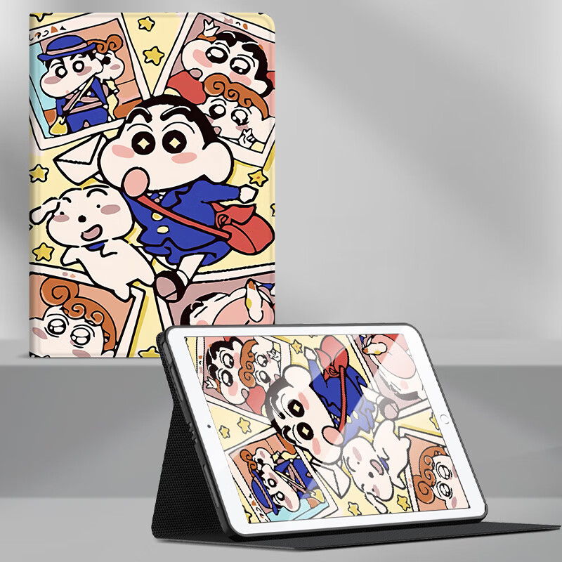 日美新苹果ipad2022适用蜡笔小新102英寸9平板保护套带笔槽matepad11华为荣耀v7m6vivo联想小新oppopad小 书本邮差小新 iPad 2019/2020/2021(10.2