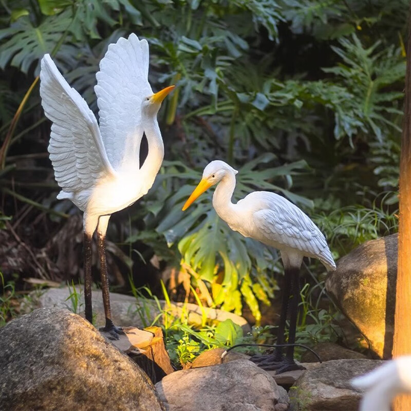 黛金太阳能白鹭灯发光仿真仙鹤花园景观灯庭院水池户外动物装饰摆件灯