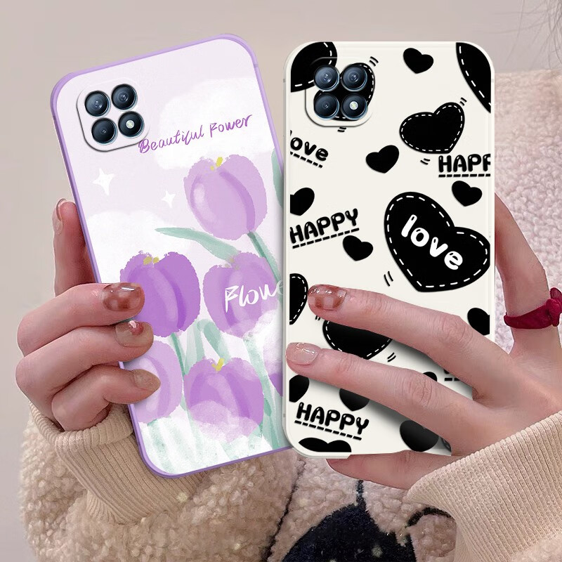 梦逸轩OPPO Reno4se手机壳PEAM00硅胶REN04SE软套磨砂全包直边薄男女防摔保护套外 白-炫酷猫咪(简约单壳款)YZ