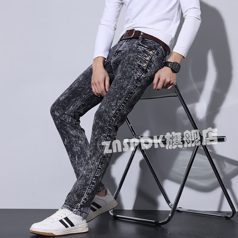 znspdk名士公输家族男装秋季弹力男士牛仔裤韩版潮流百搭修身小脚裤加