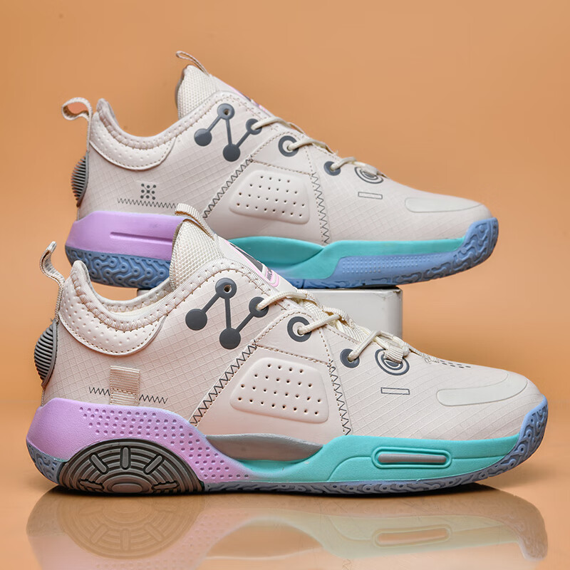 谷欧巴全城9棉花糖九篮球鞋男鞋8无眠球鞋摩擦有声音透气运动鞋 米色