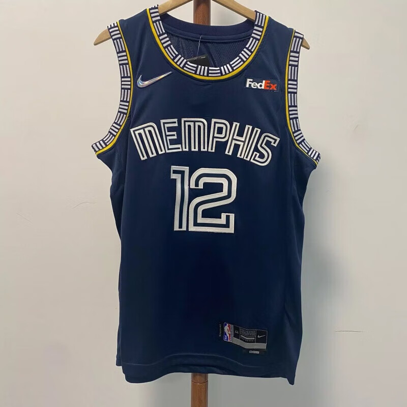 京蝌蝌灰熊队新赛季12号莫兰特球衣nba刺绣篮球服比赛队服运动背心 xl