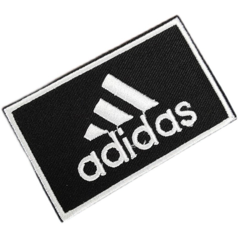 定制阿迪达斯补丁 运动服标志刺绣破洞logo背胶熨烫补丁贴修补贴花绣