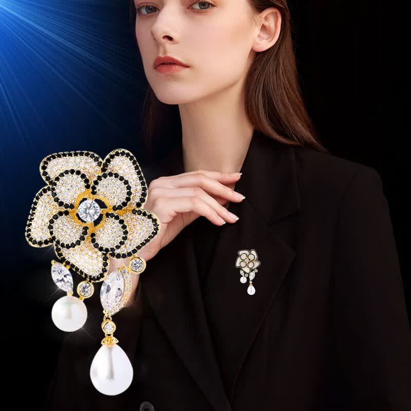 mieg轻奢小香风山茶花胸针百搭优雅气质花朵服装配饰胸花防走光别针