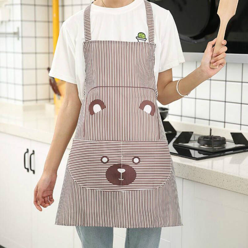 围裙韩版时尚厨房餐厅防水工作服加厚防油成人背带式家用围腰 咖啡色