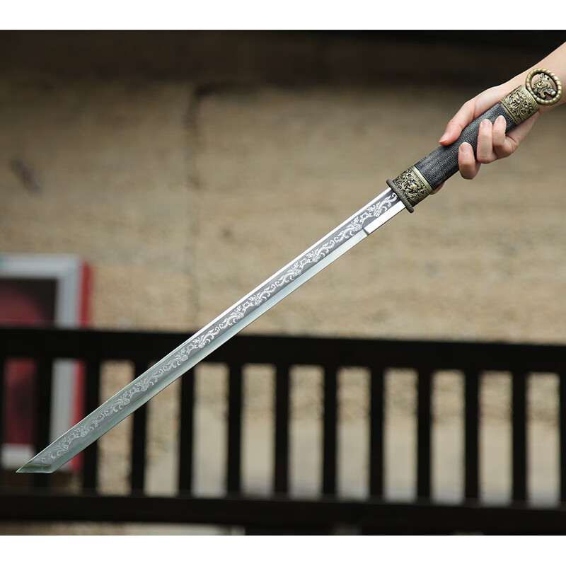 一朝春雪龙i泉环首龙纹短剑手工小汉剑一体不锈钢刀剑古风摄影道具未
