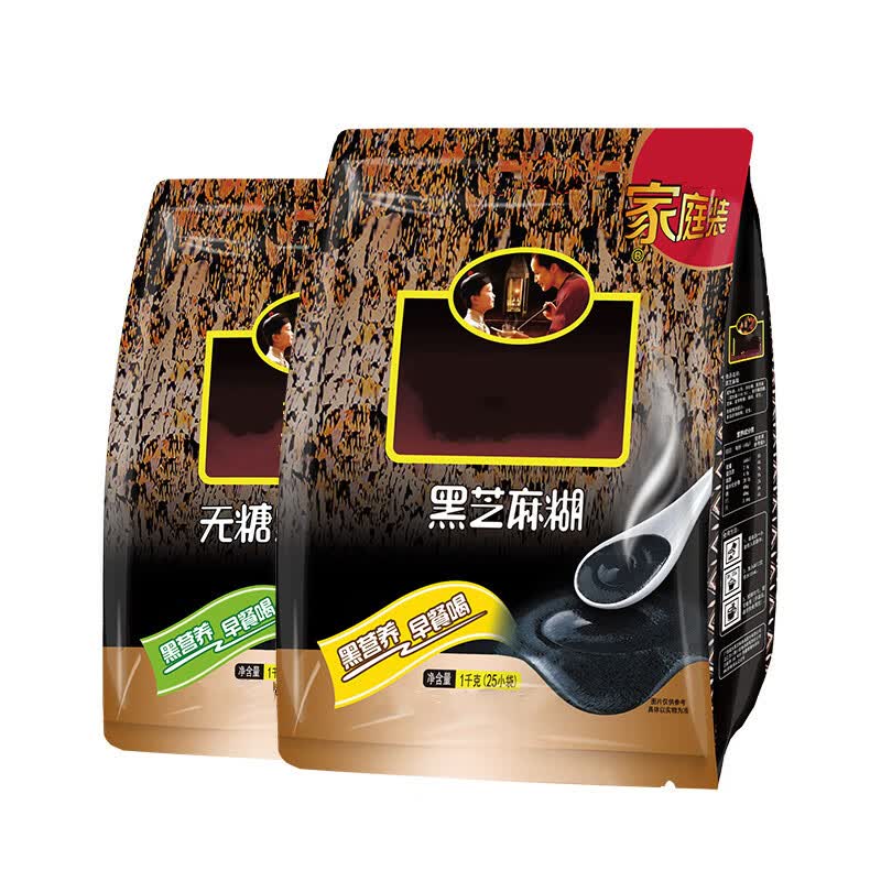 禾澹黑芝麻糊原味无糖1000g 即食冲饮粗杂粮谷物营养代早餐小袋装 【无糖】黑芝麻糊1000g*1袋