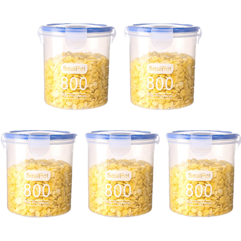 【QUHE】创意密封罐塑料罐五谷杂粮厨房零食收纳神器 【5个装】800ML-颜色混发 19.9元