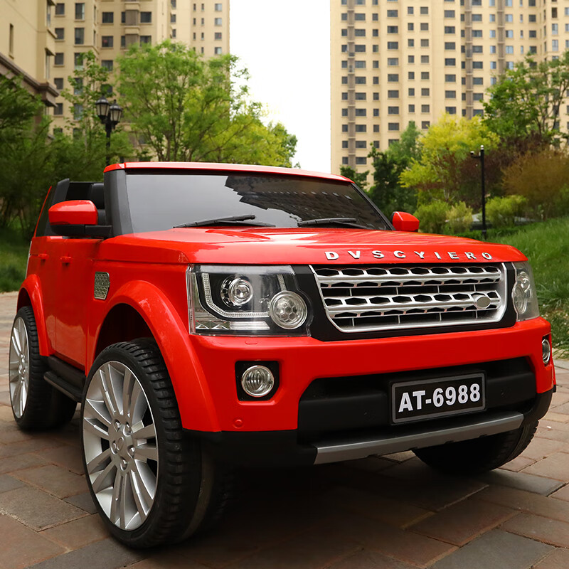 润华年大人小孩可以坐的电动充电车儿童车四轮汽车遥控宝宝玩具 红色