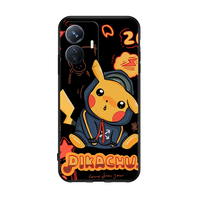 美希意适用VIVOY77e手机壳V2166BA卡通网红磨砂女款个性镜头保护防摔潮 纯黑单壳 vivo Y77e