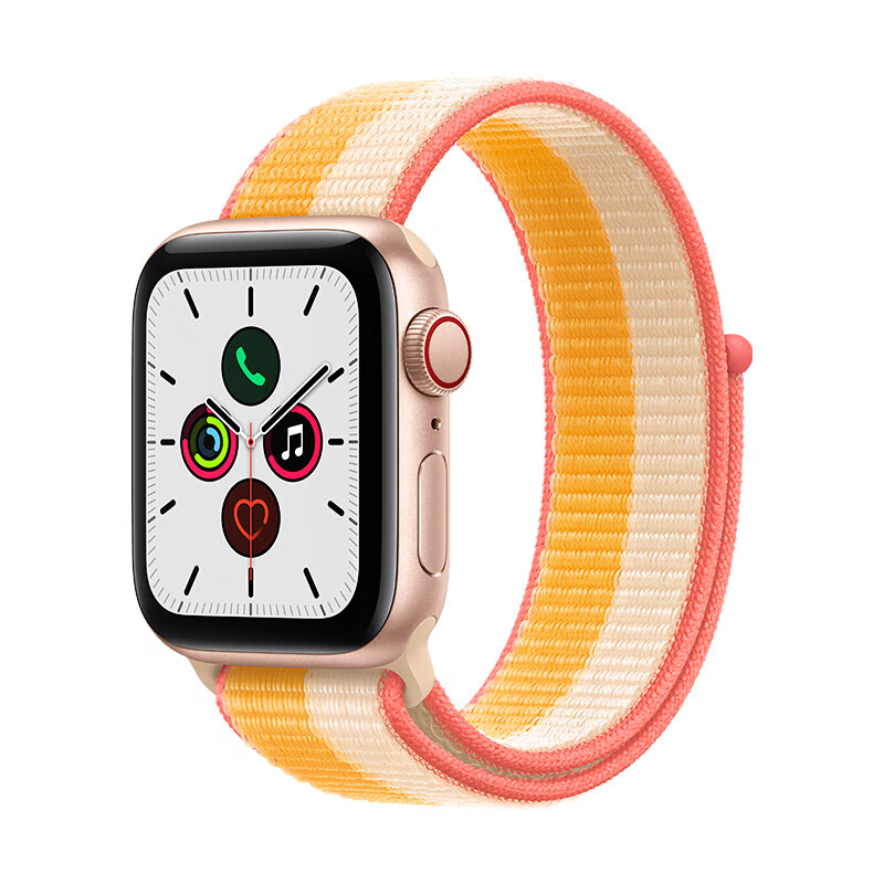Apple Watch SE 智能手表 GPS+蜂窝款 40毫米米金色铝金属表壳 黍米色配白色回环式表带MKQY3CH/A