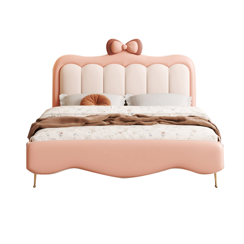 本色熊儿童床蝴蝶结现代公主床实木女孩少女粉梦幻城堡储物皮艺床 升级版床+10cm(6D提花椰棕床垫)+床头柜*1 1.2米*1.9米