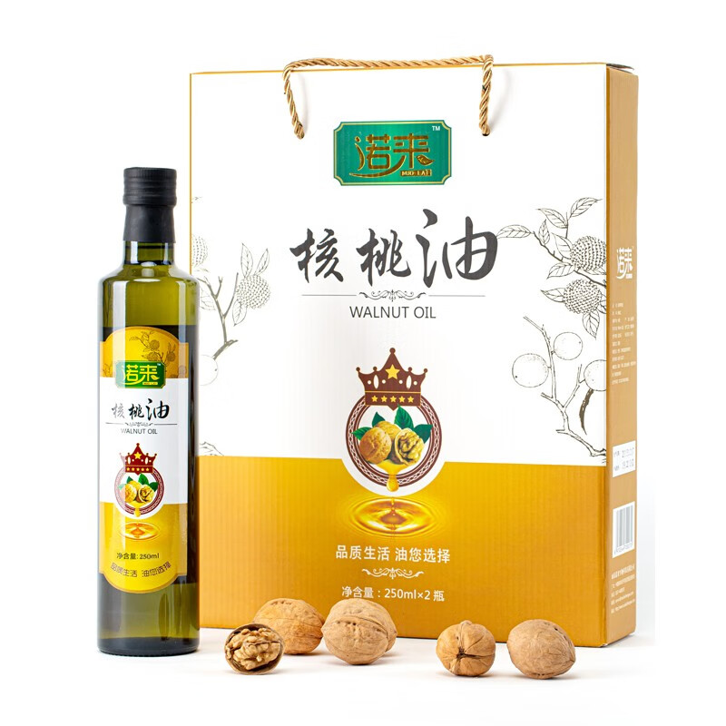 诺来 核桃油礼盒装食用油 500ml*2瓶礼盒装