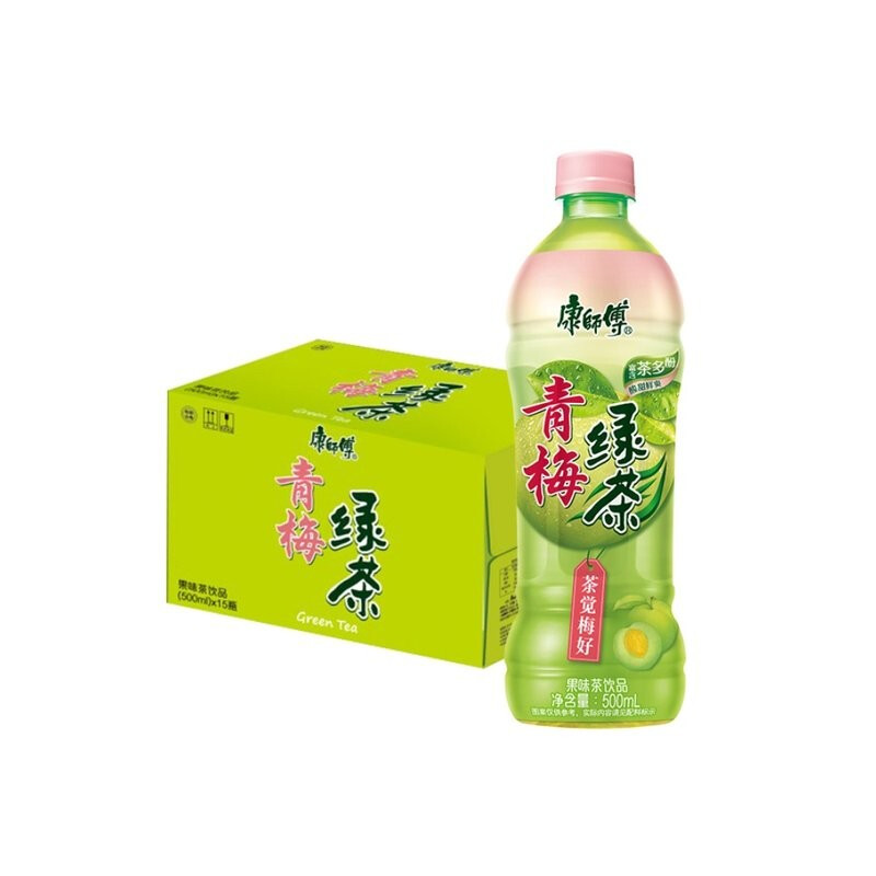 康师傅青梅绿茶饮品500ml*6瓶/15瓶装果味饮料夏季饮品 青梅绿茶500ml