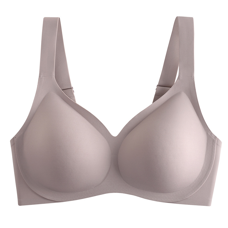 套装内衣女无钢圈舒适睡眠聚拢收副乳文胸胸罩背心新 灰色 m(34/75abc