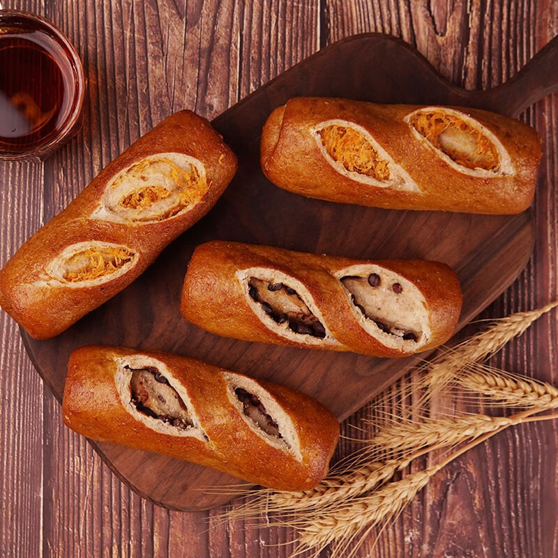 寄漪红豆碱水包德国普雷结卡脂低肉松碱水面包代餐早餐零食z 红豆碱水