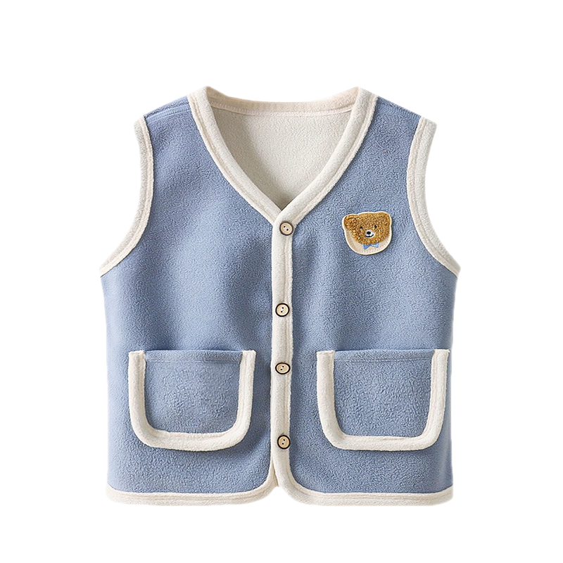 儿童马甲秋冬双面绒中小童摇粒绒背心婴幼儿男女童宝宝内外穿开衫军