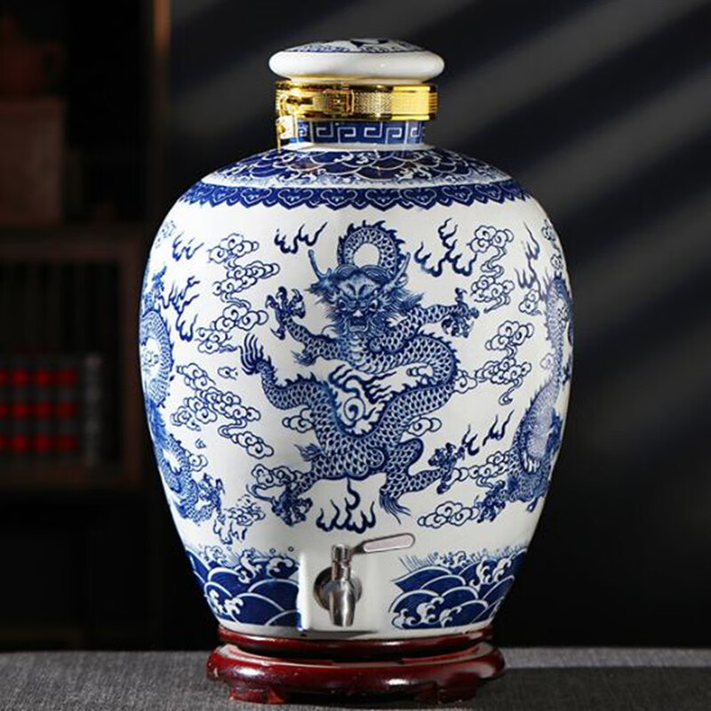 瓷毅雅堂 景德镇酒坛青花瓷酒家用密封陶瓷酒瓶窖藏泡酒缸空酒罐 凤舞