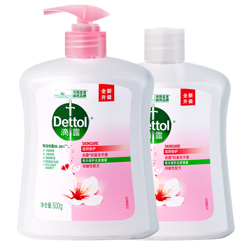 Dettol 滴露 健康抑菌洗手液 滋润倍护 500g+无按压泵500g