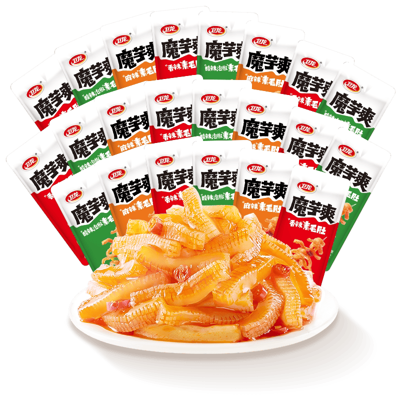 卫龙魔芋爽2斤约60包素毛肚香辣辣条网红零食休闲食品超市同款 香辣味