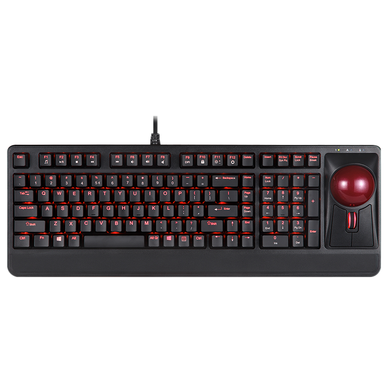 perixx佩銳 PB322 有線(xiàn)軌跡球鍵盤(pán)背光 機械茶軸航海工控機工業(yè)鍵盤(pán) 游戲辦公兩用鍵盤(pán) 55mm大軌跡球 黑色 USB