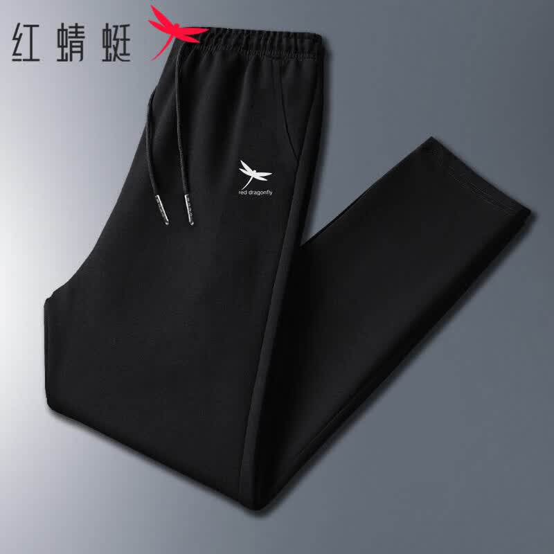 红蜻蜓(RED DRAGONFLY)休闲裤男纯色商务休闲时尚简约百搭宽松运动直筒长裤子 黑色 3XL 怎么看?