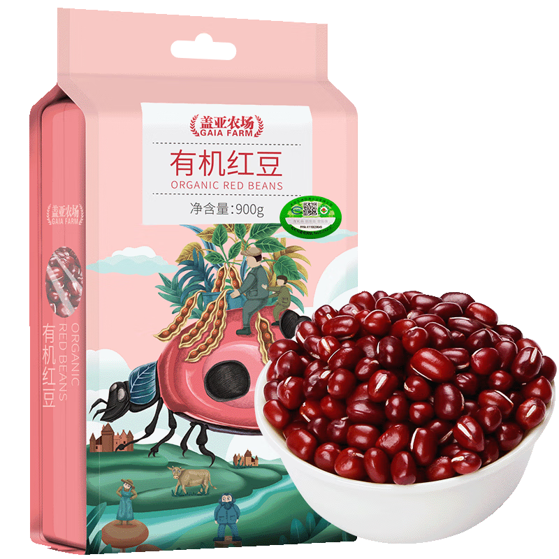 蓋亞農(nóng)場（Gaia Farm） 有機(jī)紅豆 900g紅豆粥紅豆冰沙原料東北五谷雜糧 團(tuán)購 送禮佳品