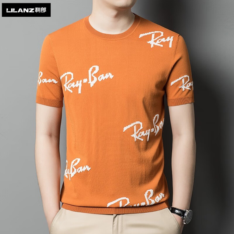 利郎利郎男装短袖针织衫夏季新款休闲时尚圆领t恤半袖薄款男士上衣潮