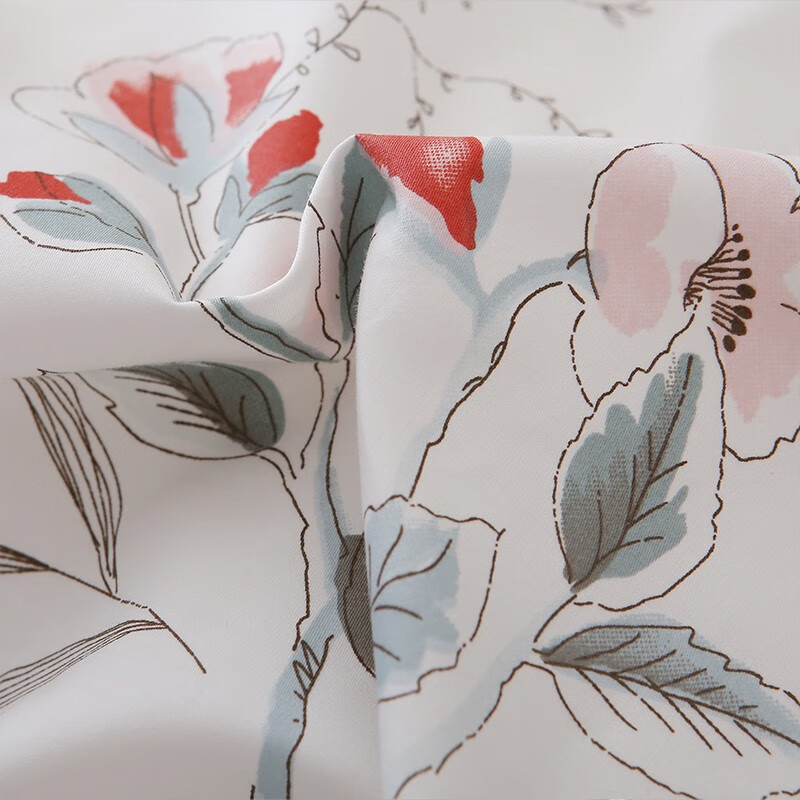 柳庭家纺 床单纯棉长绒棉60支 外贸全棉贡缎床单1.51.8米床 牡丹蓝 床单240*260cm