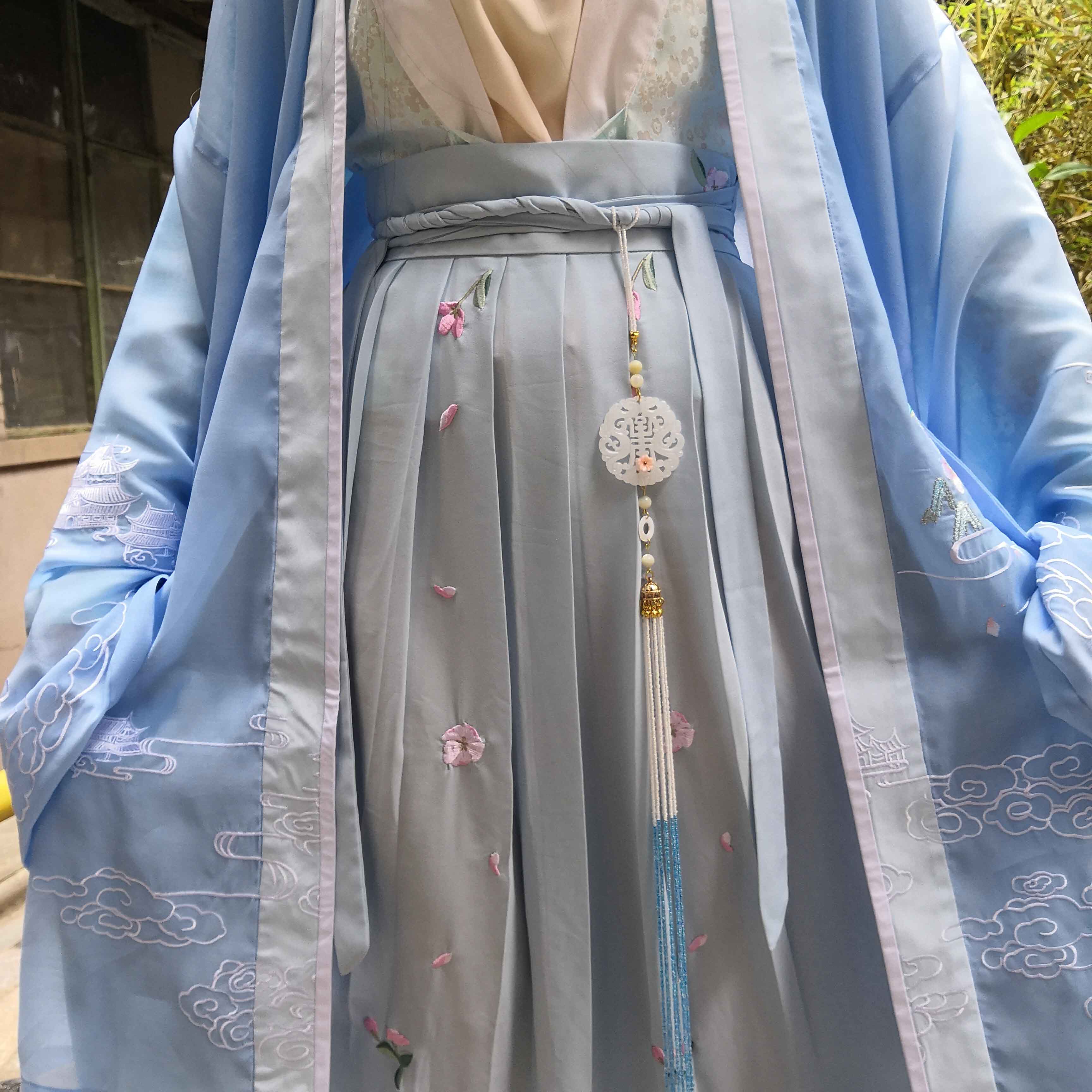 创京懿选星落禁步宫绦古风汉服超长流苏腰佩璎珞配饰玉石腰饰 蓝色款