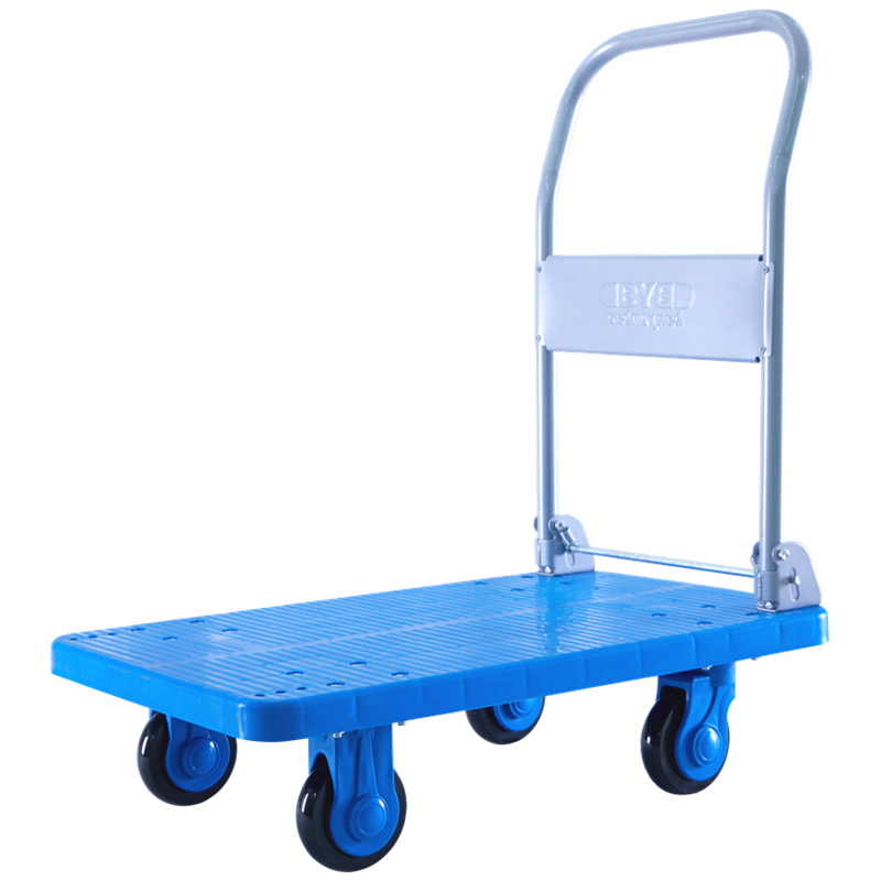 搬運(yùn)寶BYB平板車折疊手推車拖車小推車小拉車貨車?yán)瓧U車塑料搬運(yùn)車 全塑輕音款80x50cm 500斤
