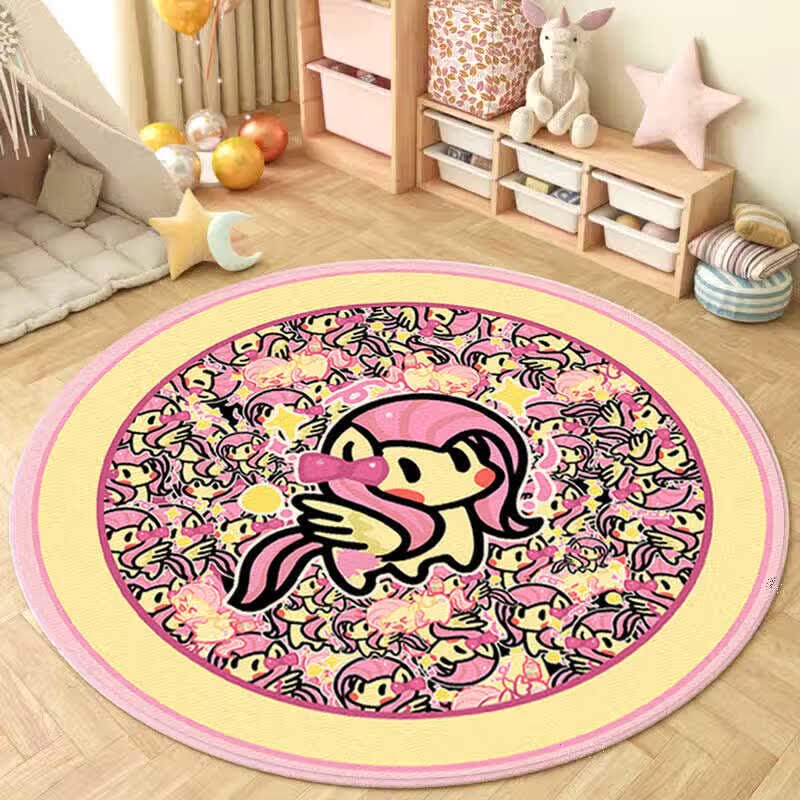 小马宝莉地毯圆形儿童房间卧室床边卡通公主房柔柔的地毯 柔柔1 【绒