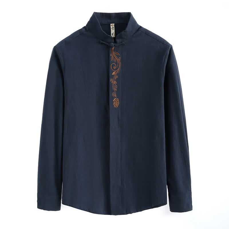 玄笙秋季唐装男衬衣中式复古改良打底衫棉麻刺绣长袖衬衫男中国风男装 藏青色 3XL170-185斤使用感如何?