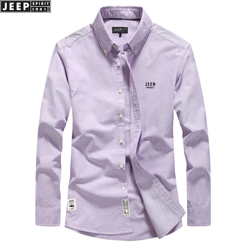 JEEP SPIRIT吉普长袖衬衫男2022春秋季新款男士纯色修身型衬衣 商务休闲 白色 L/41